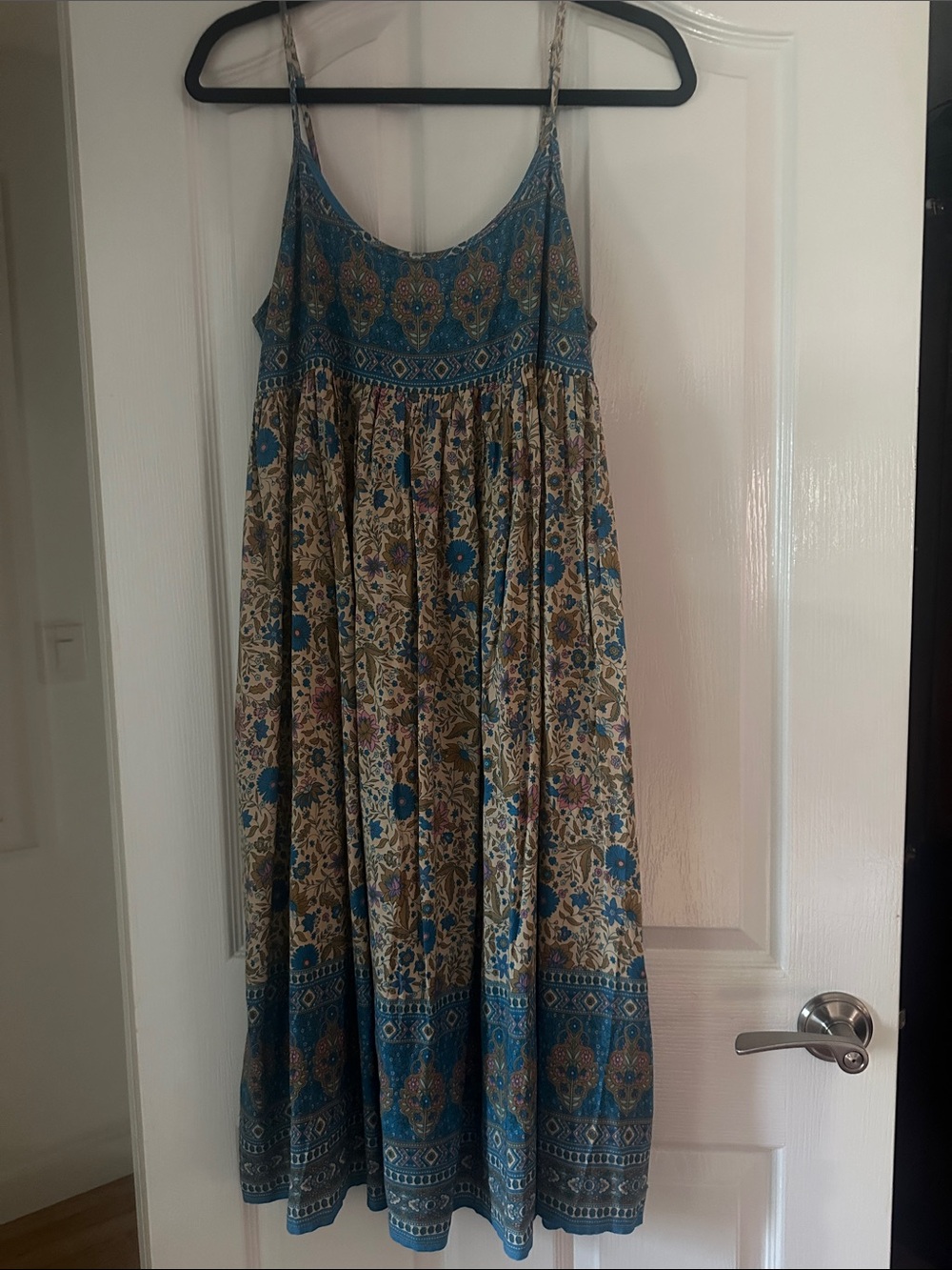 NATURAL LIFE Teal and Cream Boho Maxi Skirt